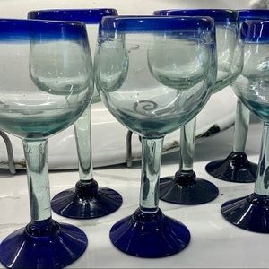 SOLD!Hand blown Mexican glass goblets SOLD!